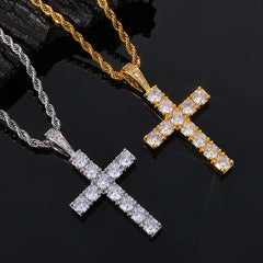 NUOYA Christian Jesus Bling Cross Pendant Necklace 925 Sterling Silver VVS Moissanite Hip Hop Jewelry Gift for Men Women