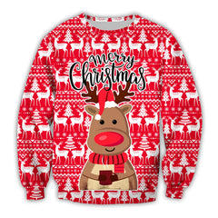 Unisex Custom 3D Digital Printing Christmas Pullover Sweaters Long Sleeve Women Sweatshirt Knitted