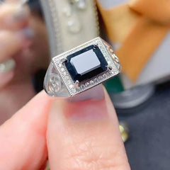 High Quality Wholesale Rose Gold Plated Classic 925 Sterling Silver Sapphire Men's Engagement Ring