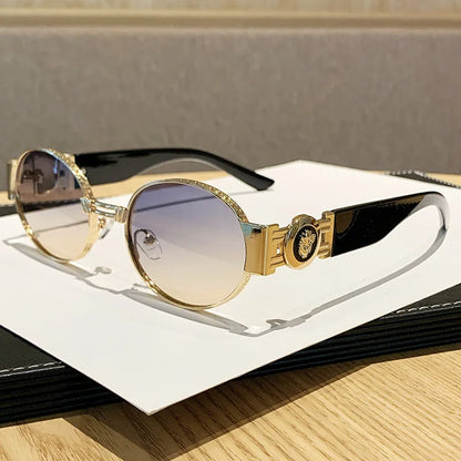 MCROONS Retro Oval Metal Sunglasses — UV400, Unisex