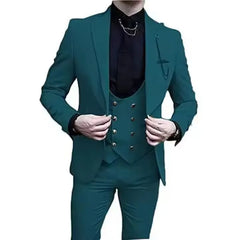 Fashion Green Wedding Men Suits for Groom Slim Fit Tuxedo Prom Party Custom Male Suit 3 Piece Jacket Pants Vest Male Clothes