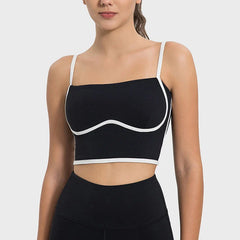 Women's Sexy Yoga Underwear Fitness Sports Bra Fitted Top Spaghetti Straps Nude Tube Yoga Sports Bra Top