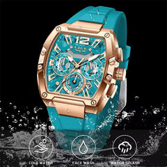 LIGE 89206 Men Wristwatches Creative  Rectangle Watch for Man Sports Chronograph Luminous Date Clock Top Brand  Hollow Watch Men