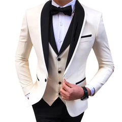 Men's Plus Size 3-Piece Slim Fit Single Breasted Suit Viscose Fabric Zipper Closure for Business Office Prom Party