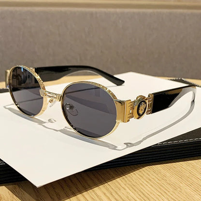MCROONS Retro Oval Metal Sunglasses — UV400, Unisex