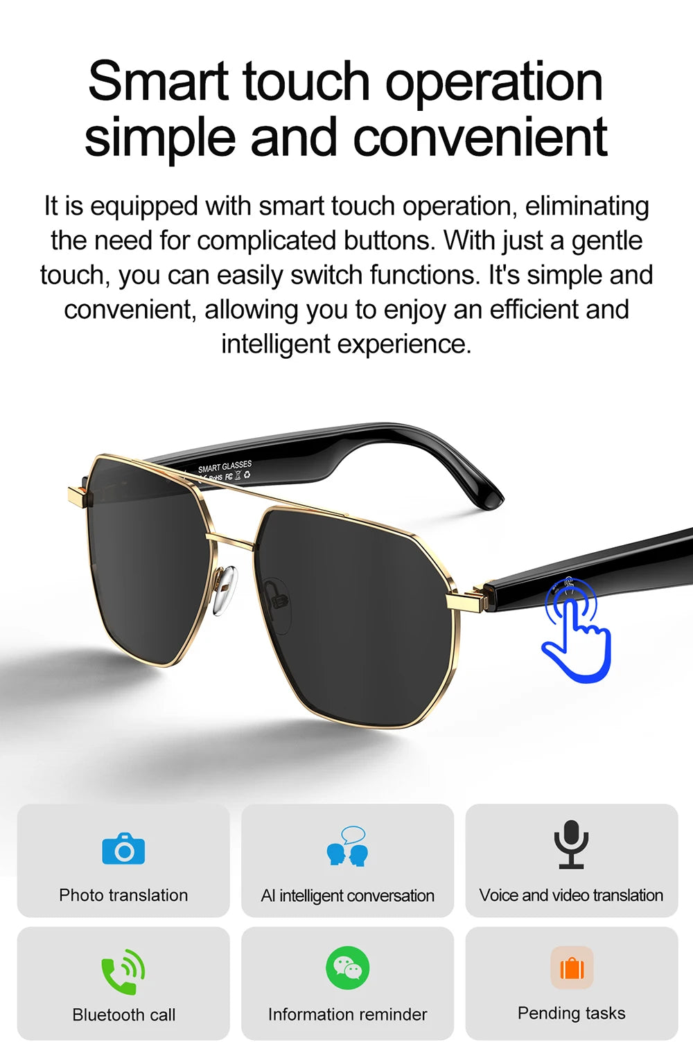 AI sunglasses touch controls