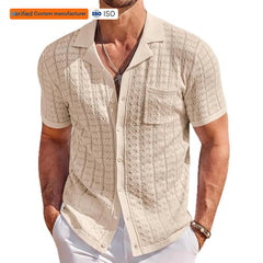 Chemise Homme 100% Viscose New Style Men's Casual Short-Sleeved Shirt for Summer Turn Down Collar Cuban Style for Summer Wear