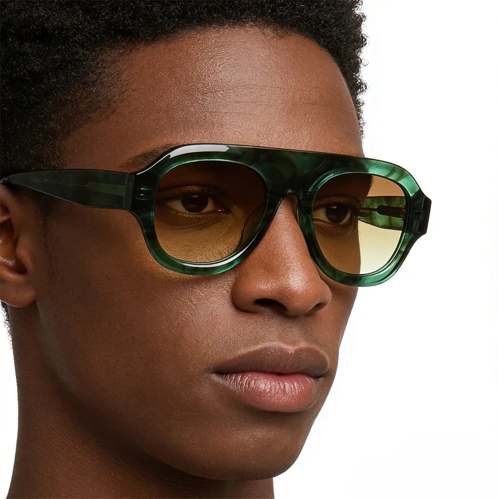 MCROONS Classic Square Acetate Unisex Sunglasses with CR39 Lens
