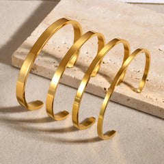 5mm   Engrave Stainless Steel Expandable Open Cuff Bangle Non Tarnish 18k Gold Plated Cuff Men Bracelet Bangle