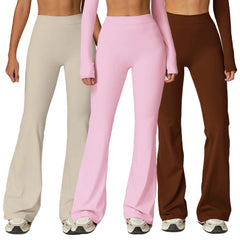 European American High Waist Slim Flared Sports Pants Winter Woven Fitness Clothing with Wide Legs for Running and Sports