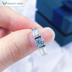 Tianyu Gems Man Fine Jewelry 0.5ct 1ct Mossanite 18k Gold Plated Moissanite Men's Silver Rings for Men 925 Sterling