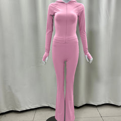 Set Custom Ladies Outfits Workout Fitness Jogger Leggings Set Yoga Jacket Flare Pant Women Tracksuit Set