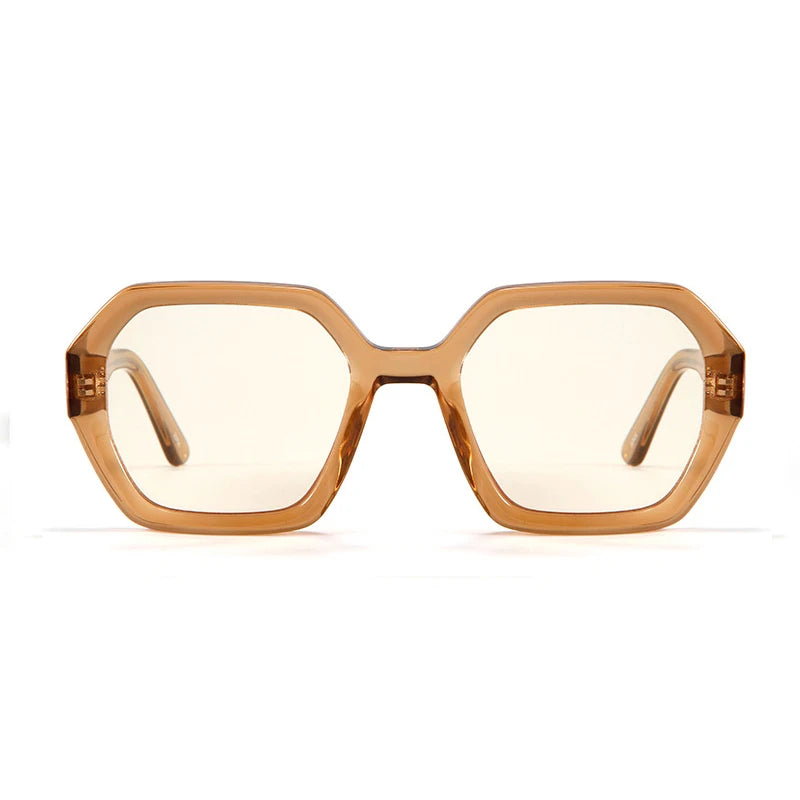 Retro heavy-frame square sunglasses - Champagne