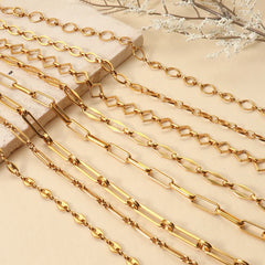 Minimalist Handmade PVD 18K Gold Plated Stainless Steel Chain Necklace Punk Fashion Style Jewelry Necklace