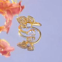 Wedding Cz Jewelry Cubic Zirconia Gold Filled Gemstone Personalized Ring 18k Gold Plated Butterfly Finger Rings for Women