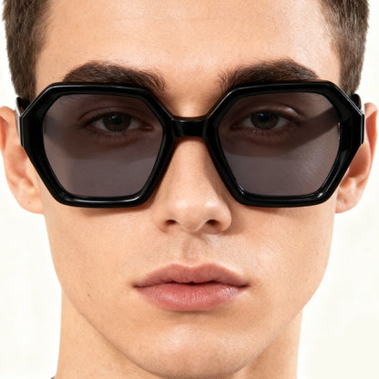 MCROONS Handmade Retro Square Acetate Sunglasses, UV400 TAC Lens, Unisex
