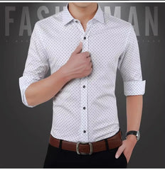 Casual Long Sleeve Chemise Homme Men's Shirt for Summer Stand Collar Printed Young Man Chemise Hombre Camisas Masculinas