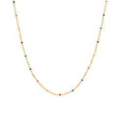 Wholesale Colorful Rainbow Chain Necklace Enamel  Bohemian Tarnish Free Chain Stainless Steel Waterpoof 18k Gold No Fading