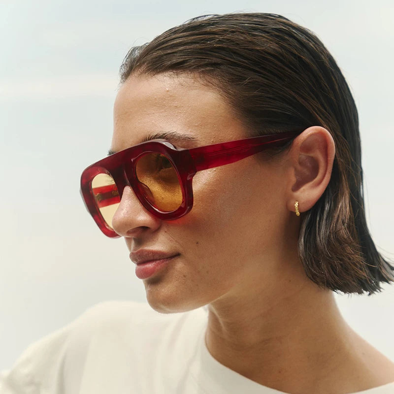 MCROONS Candy Oval Acetate Sunglasses — UV400 CR39 Lens, Unisex