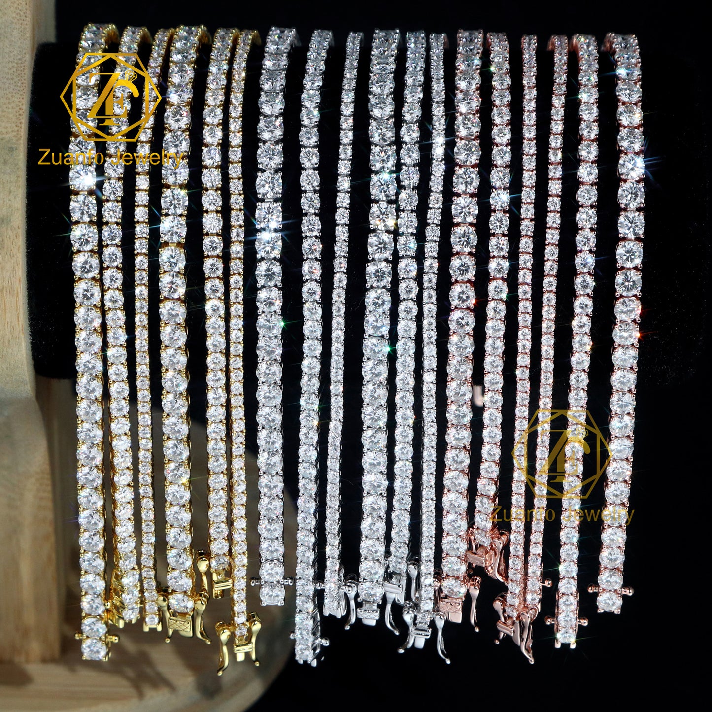 Luxury Men Women Hip Hop Fine Jewelry 2Mm 3Mm 4Mm 5Mm Diamond 925 Silver Bracelet VVS Moissanite Tennis Chain Necklace