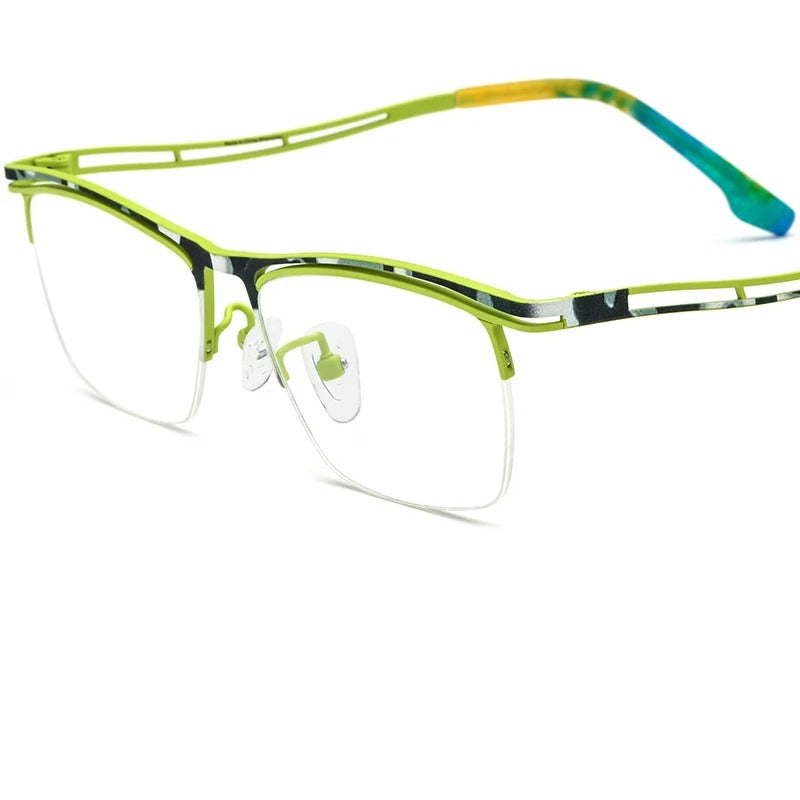 MCROONS Square Titanium Glasses front angle