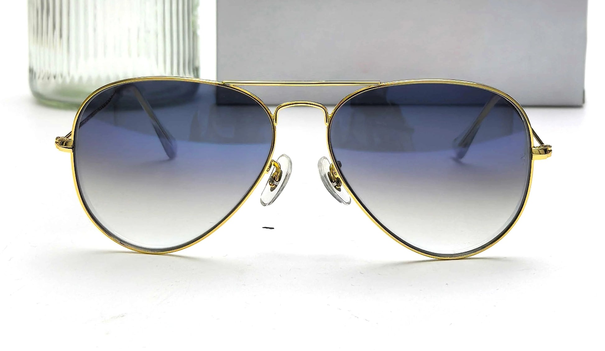 MCROONS Classic Aviator sunglasses - full front view, blue gradient
