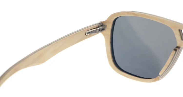 MCROONS Wooden Pilot sunglasses - hinge detail, light wood